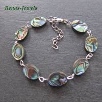 Perlmutt Armband Abalone Paua Muschel Perlmuttarmband Regenbogenfarben oval Bild 2