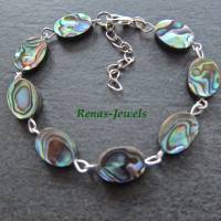 Perlmutt Armband Abalone Paua Muschel Perlmuttarmband Regenbogenfarben oval Bild 4