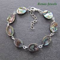 Perlmutt Armband Abalone Paua Muschel Perlmuttarmband Regenbogenfarben oval Bild 6