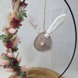 Tischdeko Ostern mit Trockenblumen und Osterhase - Loop - Osterkranz - Metallständer Bild 2
