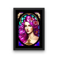 Digitaler Download Motiv "Portrait Mädchen mit pinkem Haar Tiffany" Sublimation png 300dpi Kunstdruck A4 art nou Bild 3