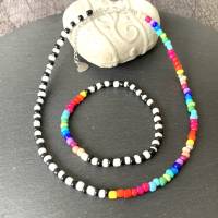 Schmuckset,  kurze Perlenkette und Armband, Roncailles Bild 1