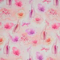 Jersey mit Ballettschuhen Tanzschuhen Ballett zart rosa Blumen  50 x 150 cm Nähen elastisch Bild 4