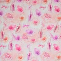 Jersey mit Ballettschuhen Tanzschuhen Ballett zart rosa Blumen  50 x 150 cm Nähen elastisch Bild 5