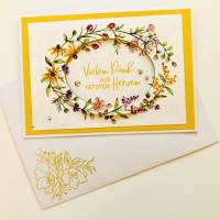 Danke,Freundschaft,Muttertag Grußkarte, Blumen Handarbeit Bunt Kuvert Bild 1