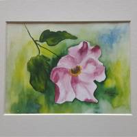 Aquarelle - 2 Stück im Set - ORIGINAL - rosa Blumen - mit Passepartout jeweils 20x30 cm Bild 2
