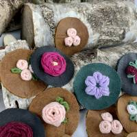 bestickte Leder-Patches Aufnäher mit Blüten Blumen Stickerei Bild 5