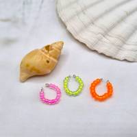 Earcuff orange, Ohrring für Ohrmuschel, Ohrklemme, Perlen Ohrring, Ear Cuff aus Perlen, Ohrklemme, Perlen Ohrring Bild 3