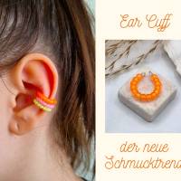 Earcuff orange, Ohrring für Ohrmuschel, Ohrklemme, Perlen Ohrring, Ear Cuff aus Perlen, Ohrklemme, Perlen Ohrring Bild 8