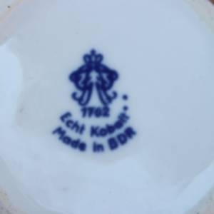 kleine Vase Echt Kobalt Volkstedt 1762 Porzellan 50er 60er Jahre GDR DDR Bild 6