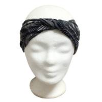 Haarband mit Drehung Damen Viskose Jersey Grau gemustert Bild 3