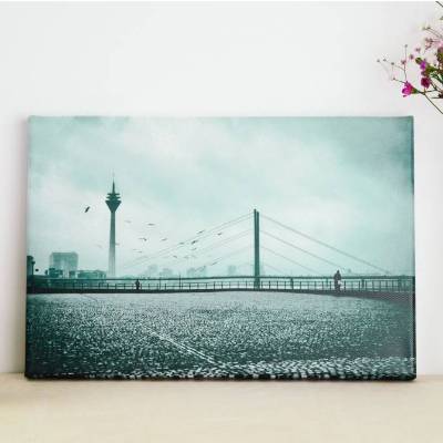 Düsseldorf Rheinterrassen Fernsehturm Leinwand Druck Fotografie 20 x 30 cm Kunst Fotografie Wanddeko Wandbild