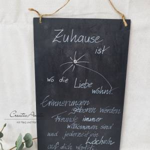 Handgemachtes Holzschild beschriftet "Zuhause...." Umzug, Geburtstagsgeschenk Bild 2