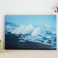 Island Gletschereisbrocken am Strand Leinwand Druck Fotografie 20 x 30 cm Kunst Fotografie Wanddeko Wandbild Bild 1