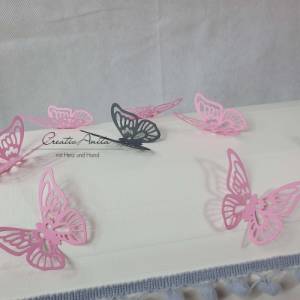 Erinnerungstruhe Box TAUFE GEBURT BABY rosa-grau mit Schmetterlinge Bild 2