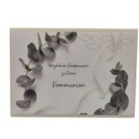 Kommunionkarte mit Umschlag Glückwunschkarte zur Kommunion Eukalyptus & Fische Bild 1