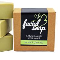 Gesichtsseife mit Teebaum Öl & feiner Tonerde | Facial Soap, Gesichtsreiniger, unreine Haut, grüne Tonerde Bild 3