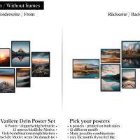 CreativeRobin Poster Set als Wohnzimmer Deko | 4x A3 + 2x A4 Wandbilder Collage » Bergpanorama mit Sonnenuntergang « Bild 2