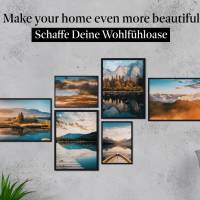 CreativeRobin Poster Set als Wohnzimmer Deko | 4x A3 + 2x A4 Wandbilder Collage » Bergpanorama mit Sonnenuntergang « Bild 5