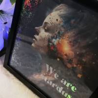 Stardust Wandbild mit holografischem Foliendruck schwarzer Rahmen Bild 18x18cm Bild 3