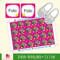 24 Schuhaufkleber | Sonne - personalisierbar mit Foto - pink + Schutzfolie  - 3 x 3 cm Bild 1