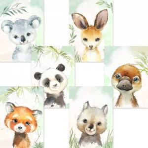 6er Poster-Set Australischer Baby Tiere und Pandabären | A4 Format | ohne Rahmen | CreativeRobin Bild 1