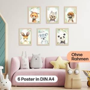 6er Poster-Set Australischer Baby Tiere und Pandabären | A4 Format | ohne Rahmen | CreativeRobin Bild 2