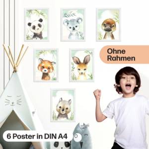6er Poster-Set Australischer Baby Tiere und Pandabären | A4 Format | ohne Rahmen | CreativeRobin Bild 3