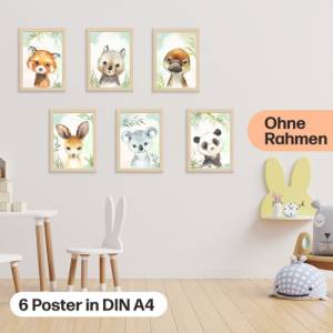 6er Poster-Set Australischer Baby Tiere und Pandabären | A4 Format | ohne Rahmen | CreativeRobin Bild 5