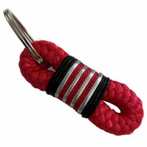 Schlüsselanhänger, klein für Motorradfahrer,  ca. 6 cm Länge, rot mit Leder, handgefertigt der Marke AlsterStruppi Bild 2