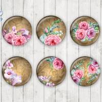 1415 - Motivcabochon Set, Glascabochons Handmade Rosen Floral Bild 1