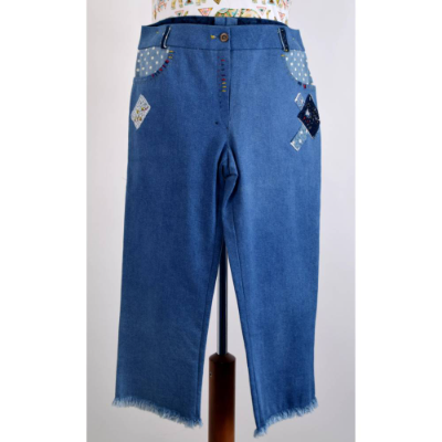 Damen Culotten Hose in Jeansblau