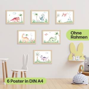 6er Dino Poster-Set fürs Kinderzimmer I Babyzimmer Deko I ohne Rahmen I CreativeRobin Bild 3
