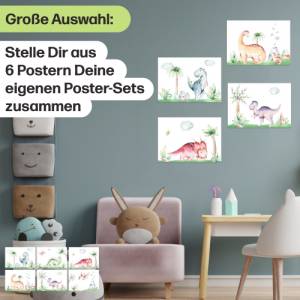 6er Dino Poster-Set fürs Kinderzimmer I Babyzimmer Deko I ohne Rahmen I CreativeRobin Bild 4
