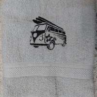 Handtuch  Geschenk bestickt personalisiert Nostalgie Bus Bild 1