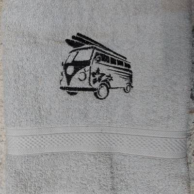 Handtuch  Geschenk bestickt personalisiert Nostalgie Bus