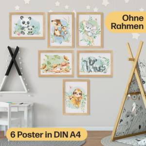 Exotische Mutter & Baby Tiere Poster-Set fürs Kinderzimmer I Babyzimmer Deko I ohne Rahmen I CreativeRobin Bild 2
