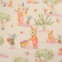 French Terry Sommersweat  lachs-beige mit Kaninchen Apple Garden 50 x 150 cm Nähen  ♕ Bild 3