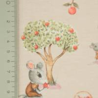 French Terry Sommersweat  lachs-beige mit Kaninchen Apple Garden 50 x 150 cm Nähen  ♕ Bild 5