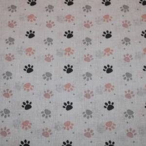 12,40 EUR/m Baumwollstoff Pfötchen Pfoten Katzen Hunde altrosa grau auf weiß Webware 100% Baumwolle Bild 5
