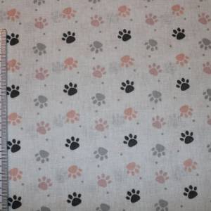 12,40 EUR/m Baumwollstoff Pfötchen Pfoten Katzen Hunde altrosa grau auf weiß Webware 100% Baumwolle Bild 6