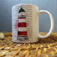 Maritime Keramik Tasse, Kaffeetasse 340 ml, Leuchtturm Bild 2