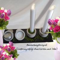 Kerzenhalter für Stabkerzen & Teelichte mit Schieferplatte 4er Set Kerzenständer Betondeko hellgrau Bild 1