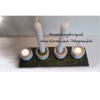 Kerzenhalter für Stabkerzen & Teelichte mit Schieferplatte 4er Set Kerzenständer Betondeko hellgrau Bild 5