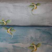 Jersey mit Drachen Dragon jeansblau und grau 50 x 140 cm Nähen ♕ Bild 1