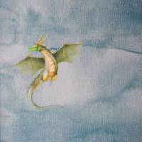 Jersey mit Drachen Dragon jeansblau und grau 50 x 140 cm Nähen ♕ Bild 9