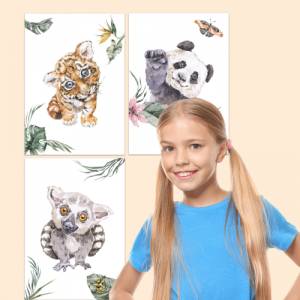 5er Dschungel-Tiere Poster-Set fürs Kinderzimmer I Süße Babyzimmer Deko I ohne Rahmen I CreativeRobin Bild 4
