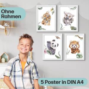 5er Dschungel-Tiere Poster-Set fürs Kinderzimmer I Süße Babyzimmer Deko I ohne Rahmen I CreativeRobin Bild 7