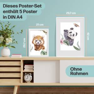 5er Dschungel-Tiere Poster-Set fürs Kinderzimmer I Süße Babyzimmer Deko I ohne Rahmen I CreativeRobin Bild 9
