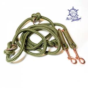Leine Halsband Set, mit 4 fach Halsband, oliv, edel und hochwertig, verstellbar, alle Hundegrößen, ab 118,00 Euro Bild 4